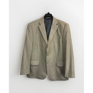 Cooper & Nelson Blazer Mens 44R Beige Three Button Suit Jacket Notch Lapel Lined